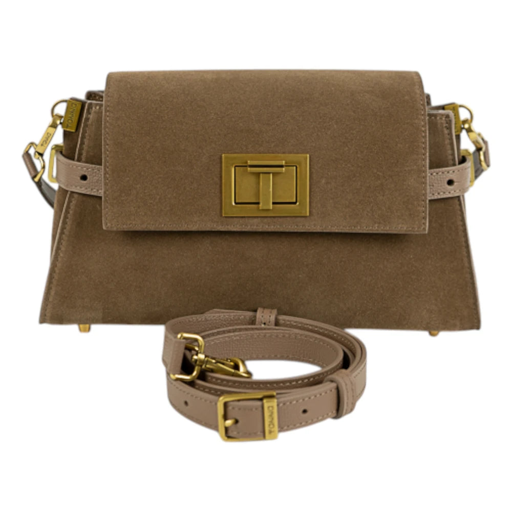 Geanta din piele naturala Suede Caramel Bella