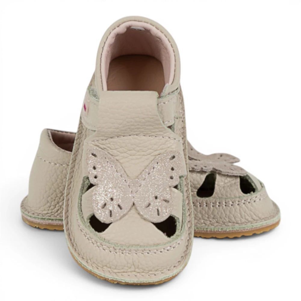 Sandale barefoot din piele naturala Crem rose Fluturas Imagine principală a produsului
