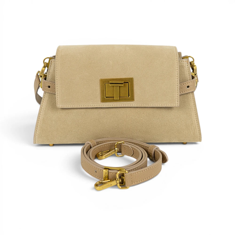 Geanta din piele naturala Suede Caramel Bella