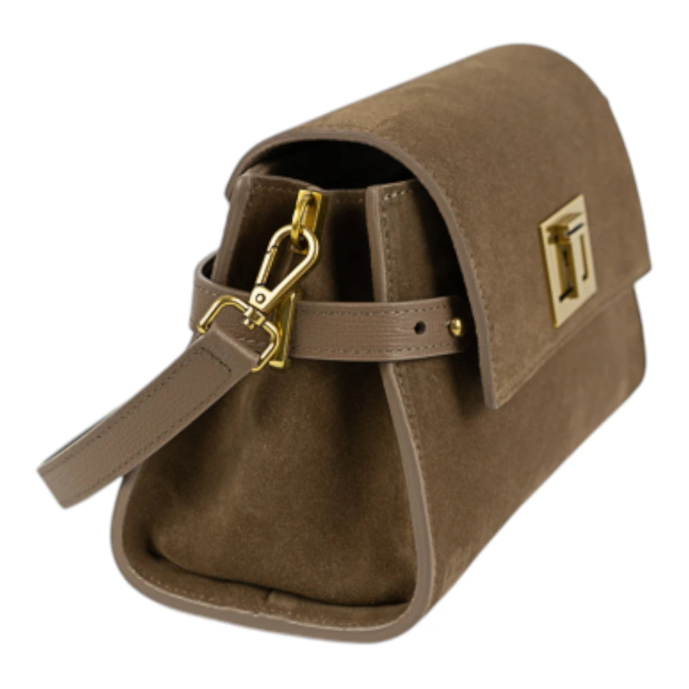 Geanta din piele naturala Suede Caramel Bella