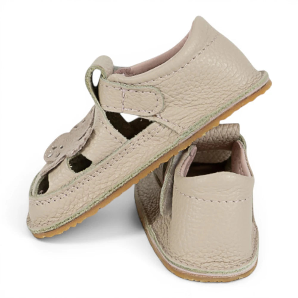 Sandale barefoot din piele naturala Crem rose Fluturas