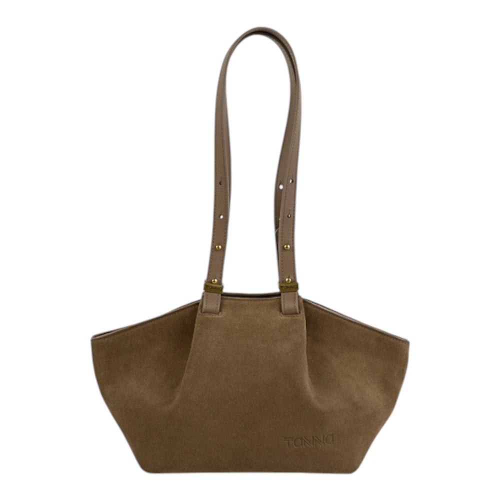 Geanta din piele naturala Suede Caramel ESTELLE Mini