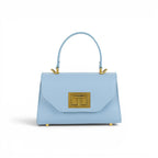 Geanta din piele naturala bizonata Baby Blue Mini Grace