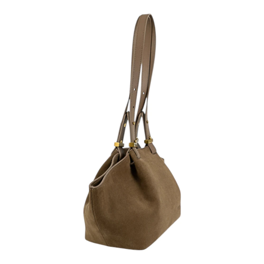 Geanta din piele naturala Suede Caramel ESTELLE Mini