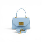 Geanta din piele naturala bizonata Baby Blue Mini Grace