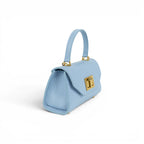 Geanta din piele naturala bizonata Baby Blue Mini Grace
