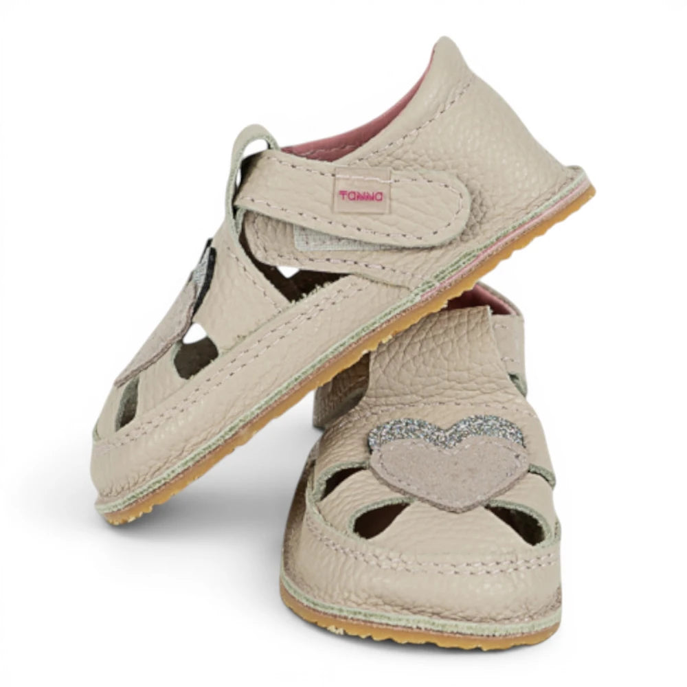 Sandale barefoot din piele naturala Crem rose  Love