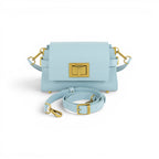 Geanta din piele naturala texturata Baby blue Mini BELLA