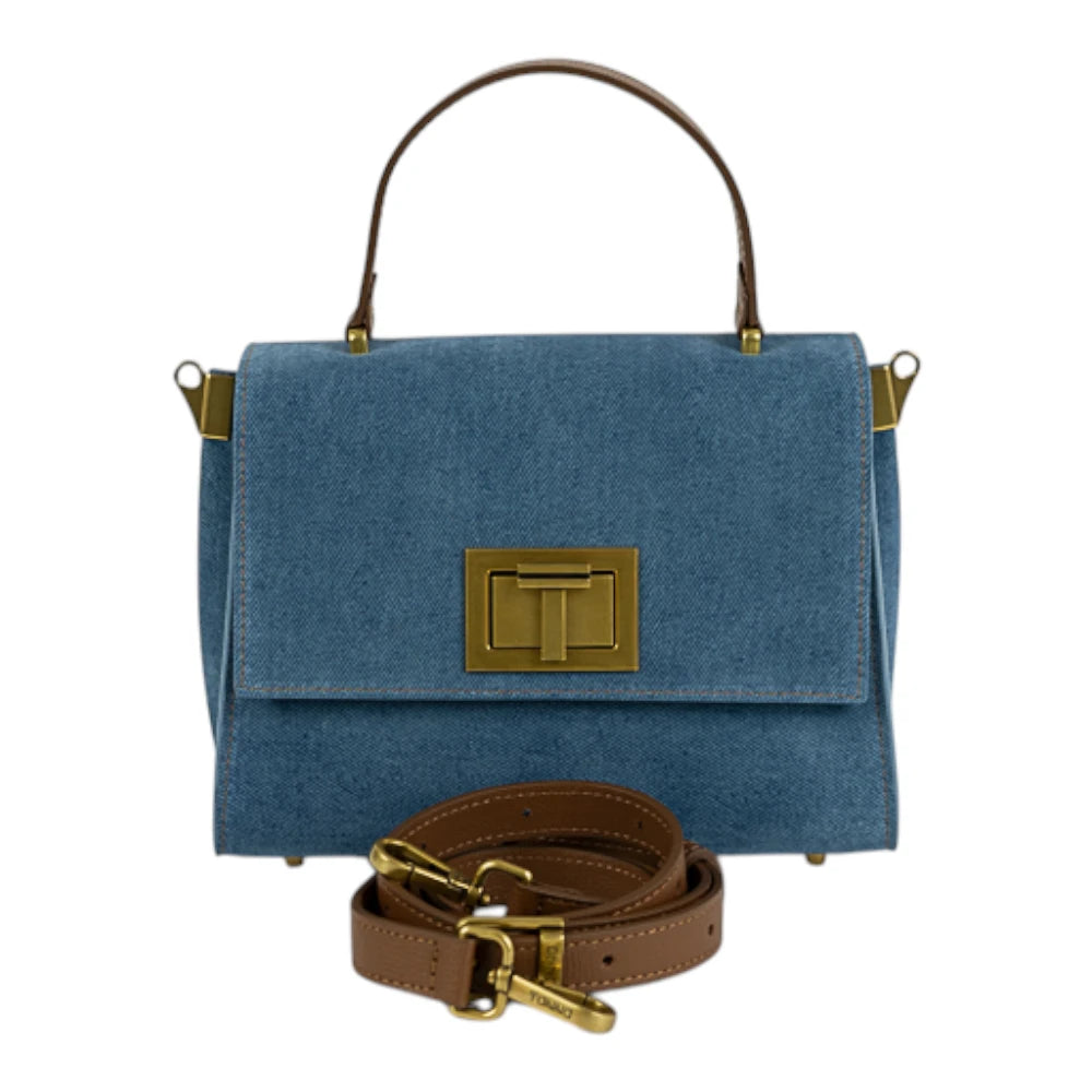 Geanta din piele naturala Suede Blug  Santorini MINI POLINE
