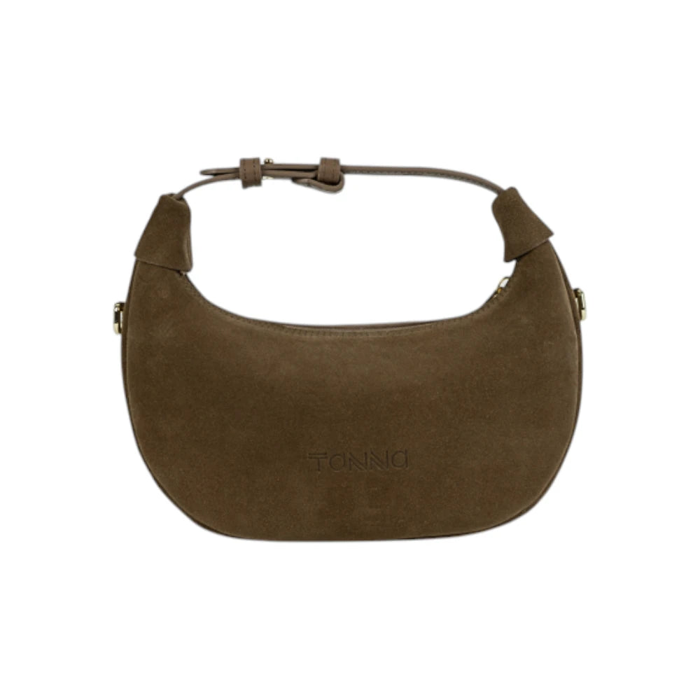 Geanta  din piele naturala Suede Caramel Mini Moon