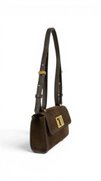 Geanta din piele naturala Suede Chocolate Sophie