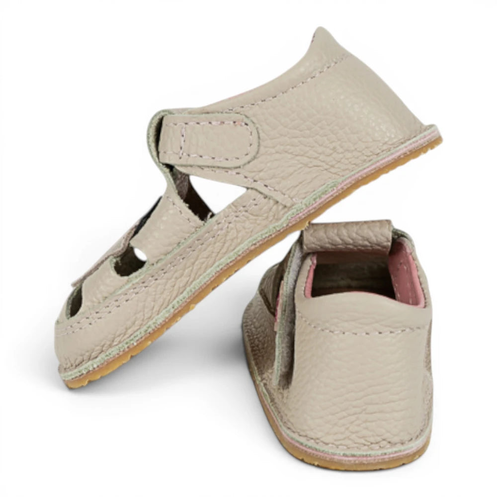 Sandale barefoot din piele naturala Crem rose  Love