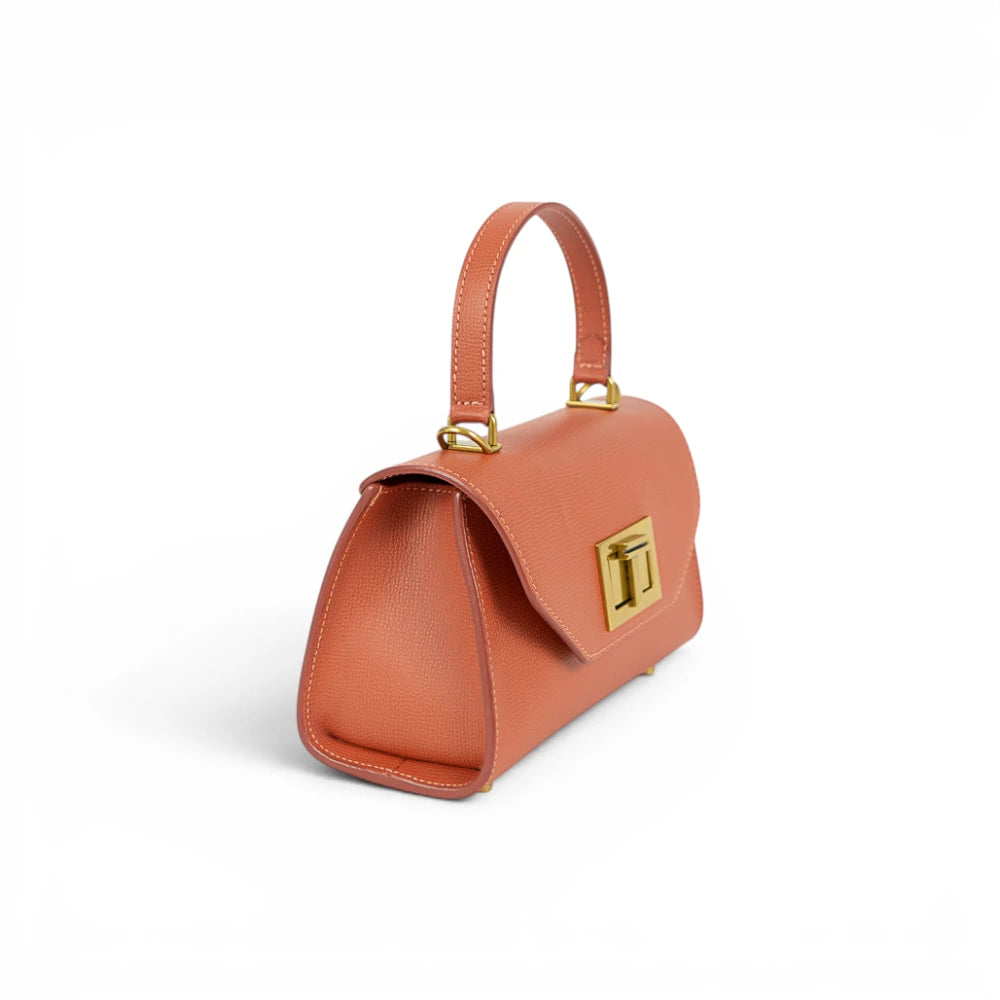 Geanta din piele naturala bizonata Terracotta Mini Grace