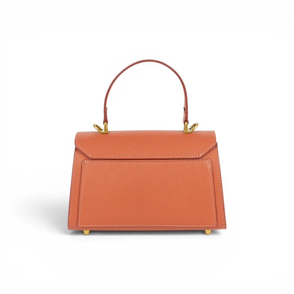 Geanta din piele naturala bizonata Terracotta Mini Grace