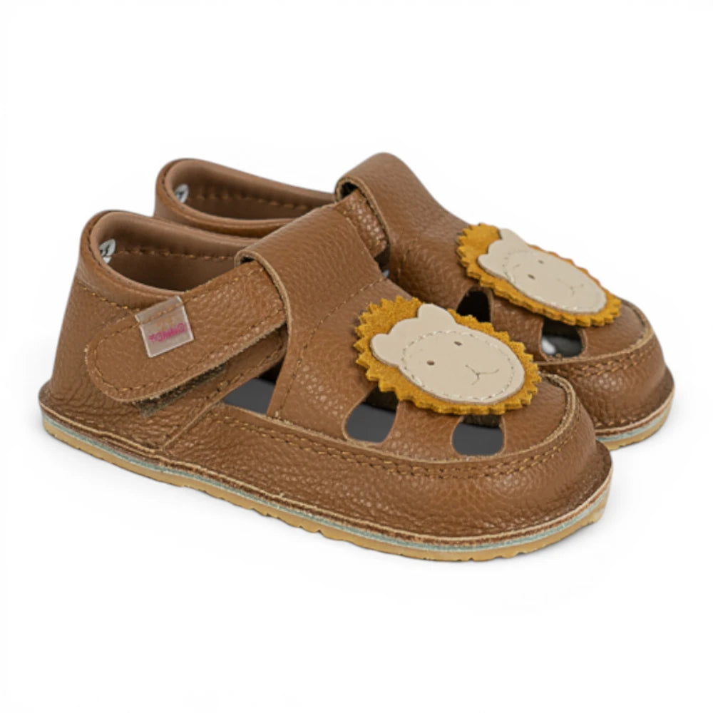 Sandale barefoot din piele naturala Maro Leu Imagine secundară a produsului