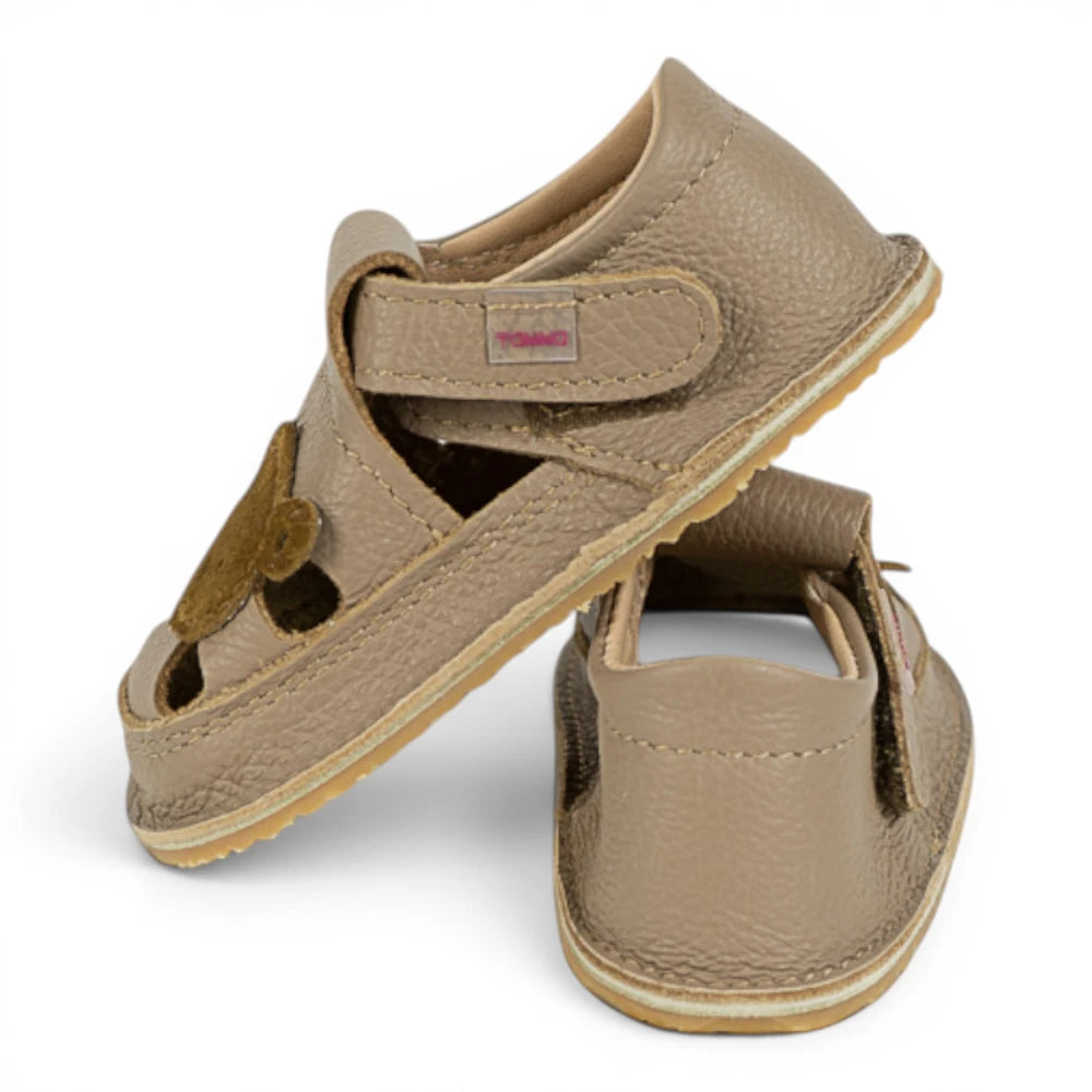 Sandale barefoot din piele naturala Bej Maimutica baiat Imagine secundară a produsului