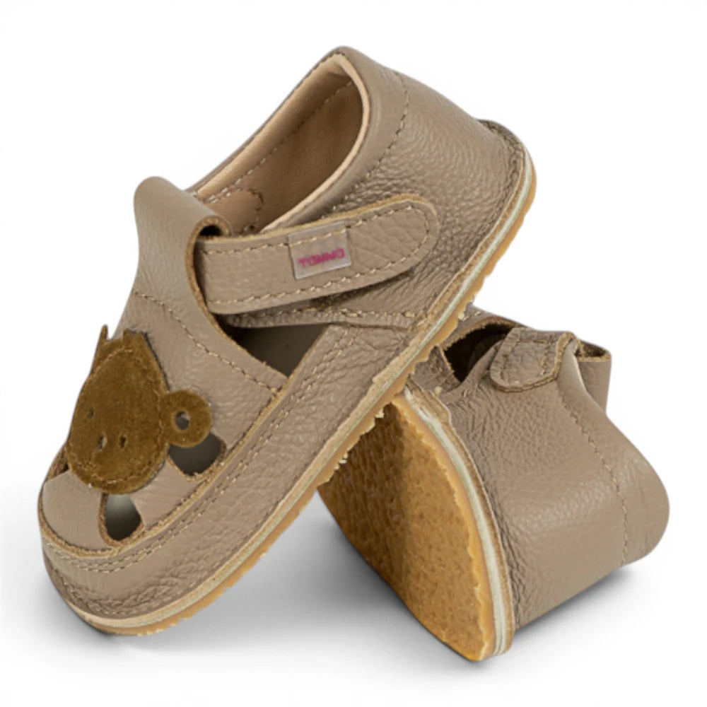 Sandale barefoot din piele naturala Bej Maimutica baiat Imagine principală a produsului
