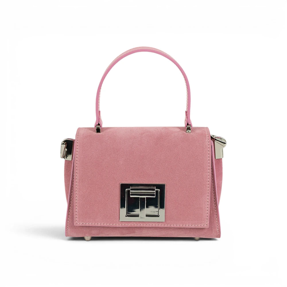 Geanta din piele naturala Suede Candy Pink MICRO POLINE