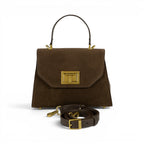 Geanta din piele naturala Suede Chocolate Maxi Grace