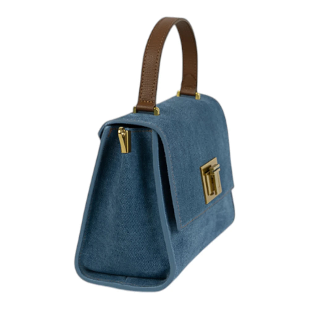 Geanta din piele naturala Suede Blug  Santorini MINI POLINE