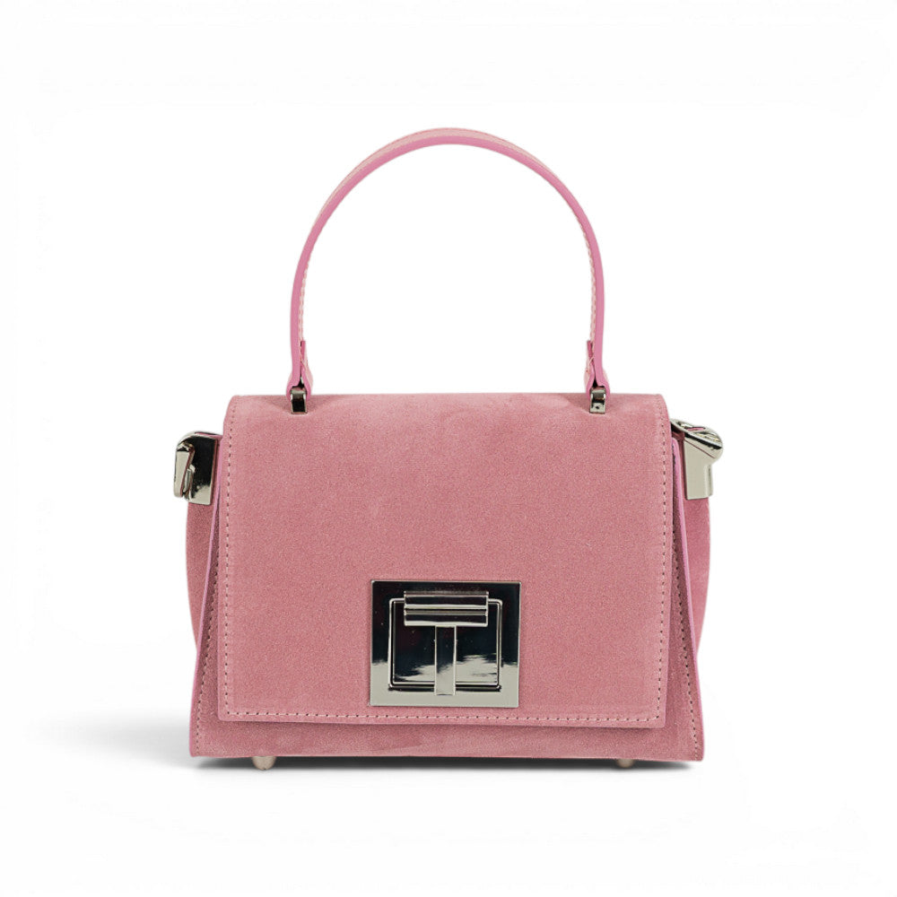Geanta din piele naturala Suede Candy Pink MICRO POLINE