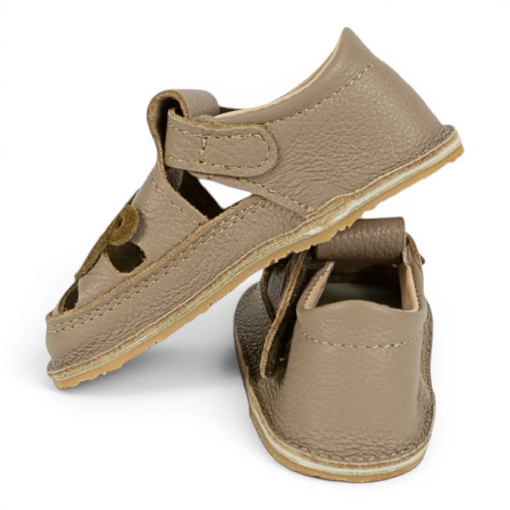 Sandale barefoot din piele naturala Bej Maimutica baiat