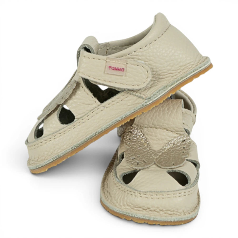 Sandale barefoot din piele naturala Crem Fluture