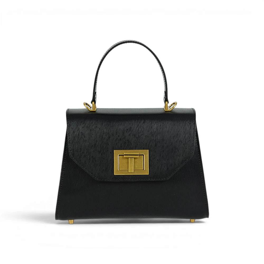 Geanta din piele naturala Saffiano Black Maxi Grace Imagine principală a produsului