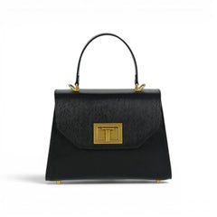 Geanta din piele naturala Saffiano Black Maxi Grace