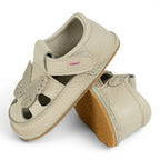 Sandale barefoot din piele naturala Crem Fluture