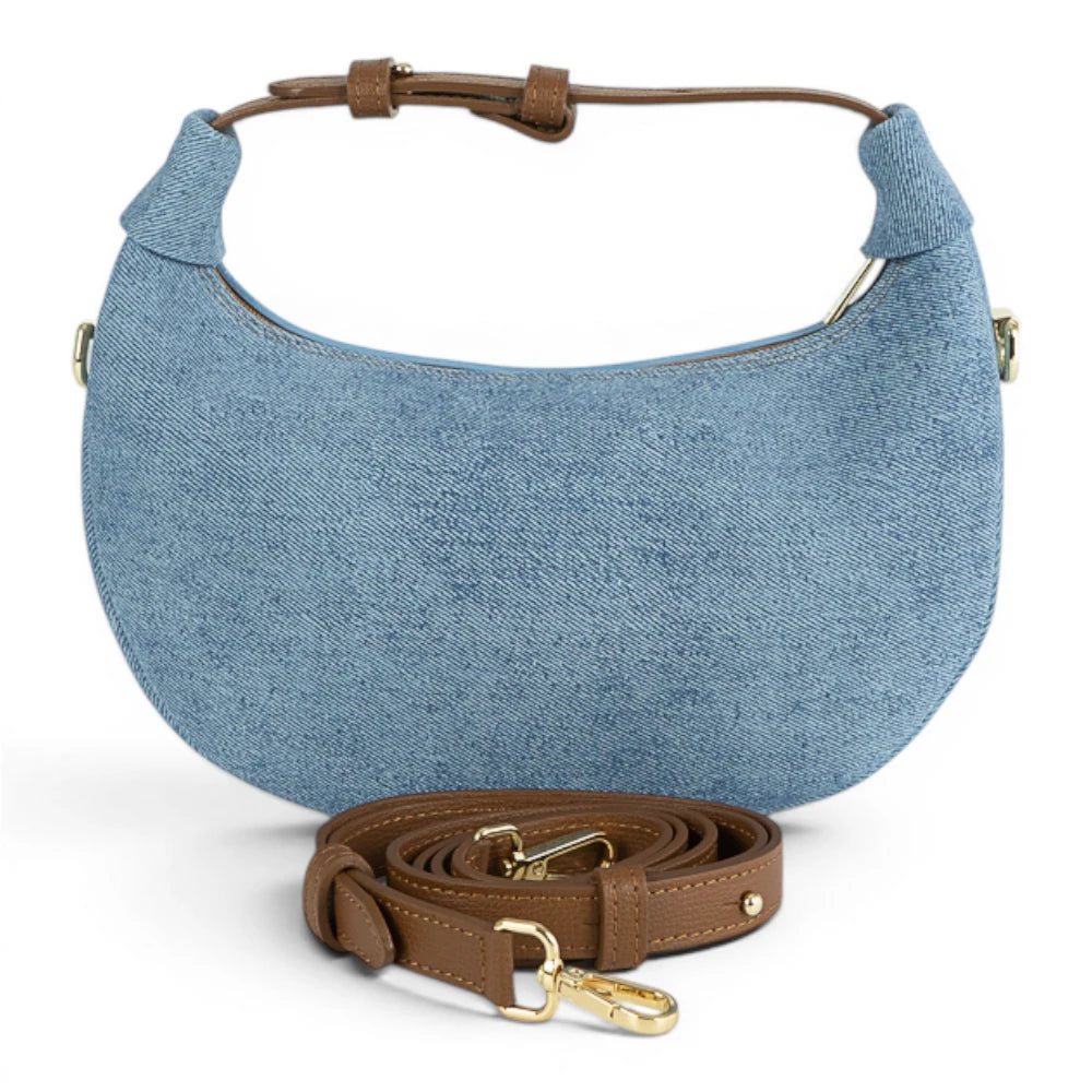Geanta din piele naturala SKY Blug suede Mini Moon Imagine secundară a produsului
