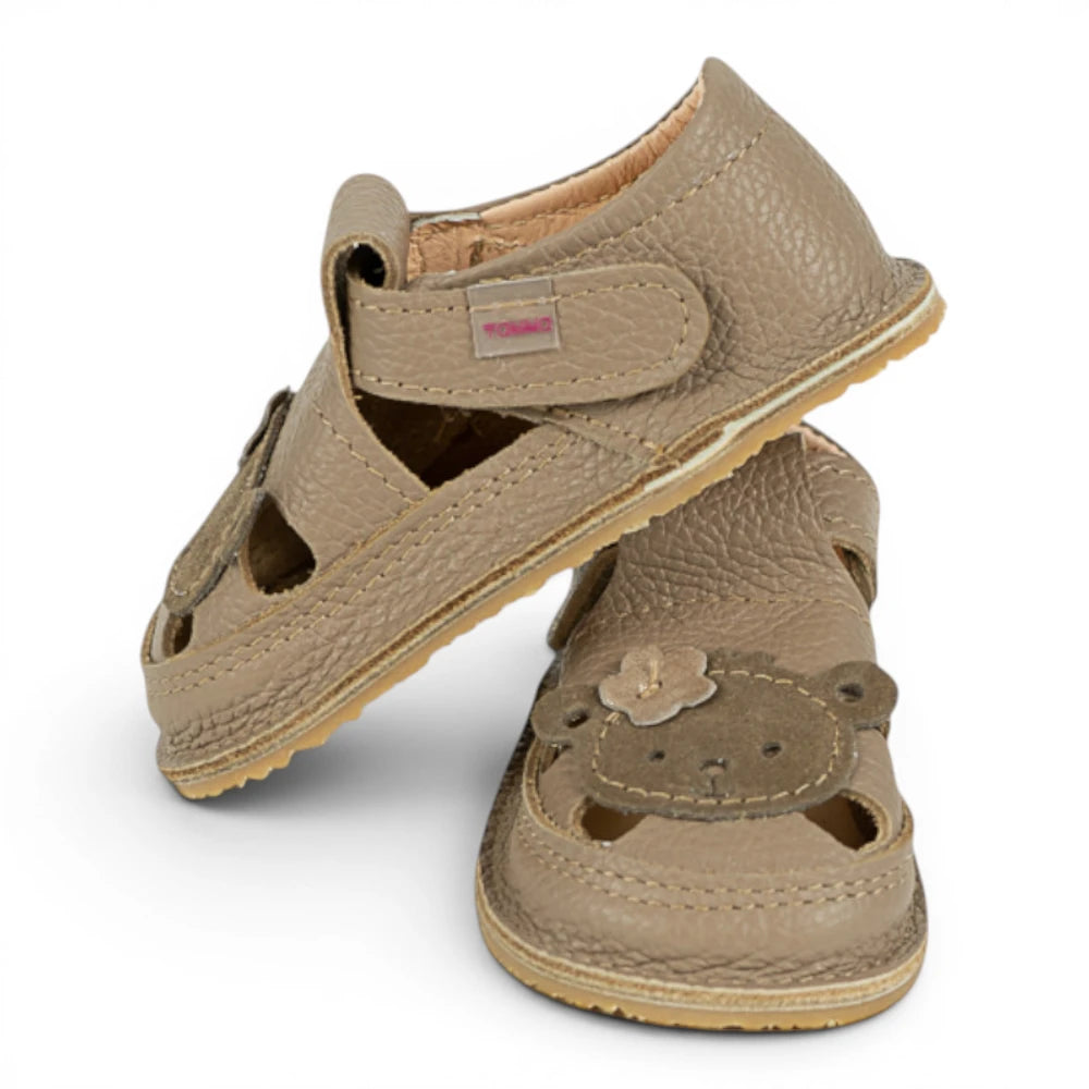 Sandale barefoot din piele naturala Bej Maimutica fetita Imagine principală a produsului
