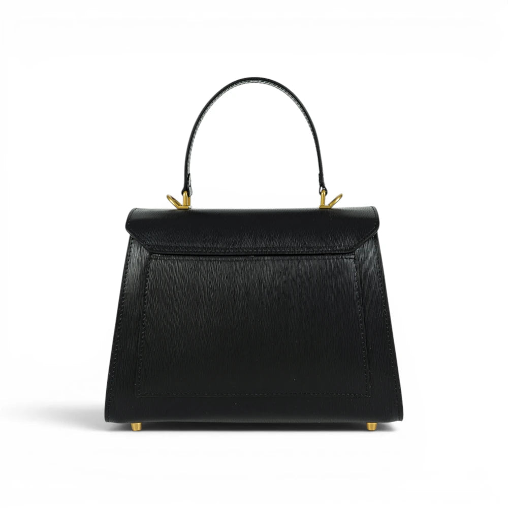 Geanta din piele naturala Saffiano Black Maxi Grace