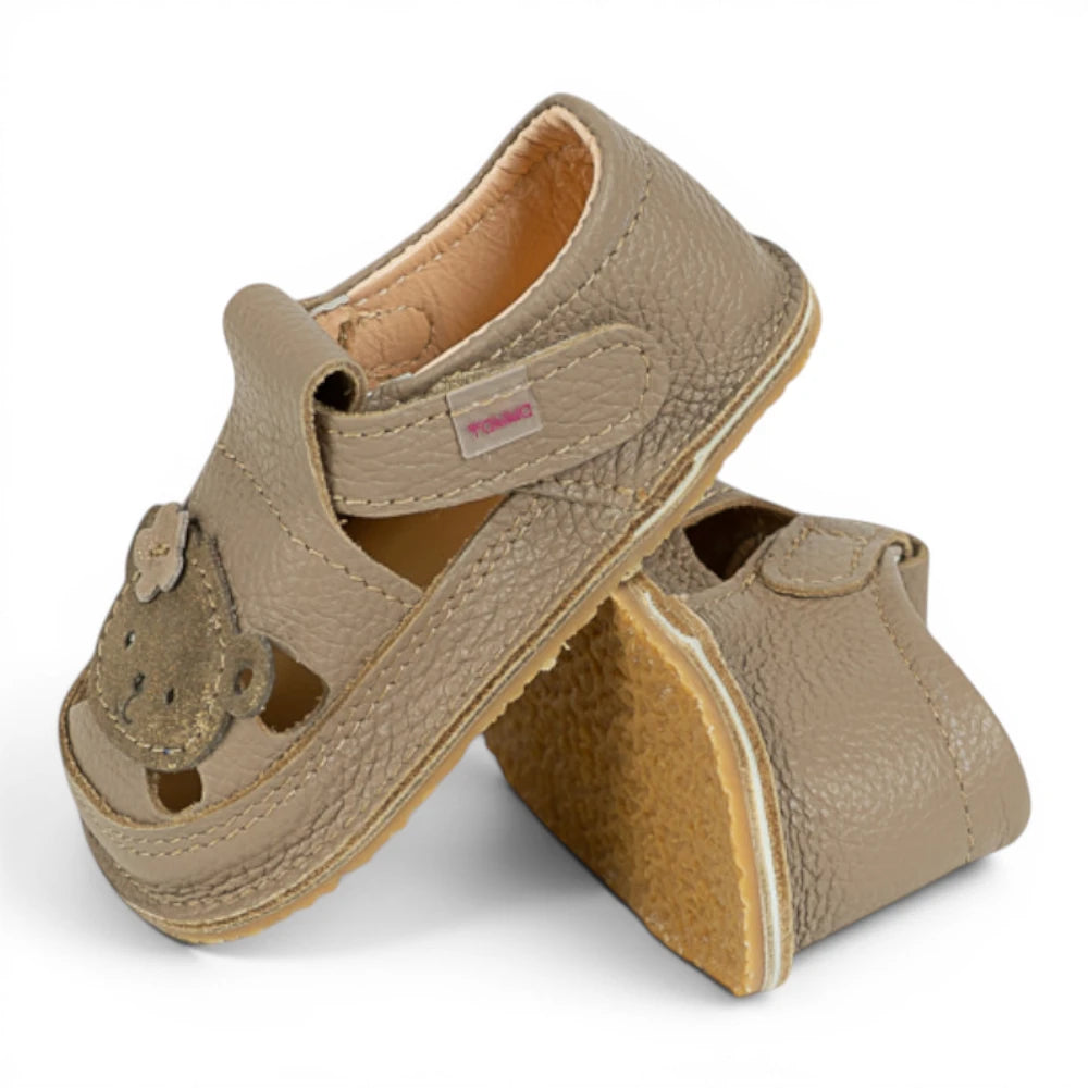 Sandale barefoot din piele naturala Bej Maimutica fetita