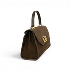 Geanta din piele naturala Suede Chocolate Maxi Grace