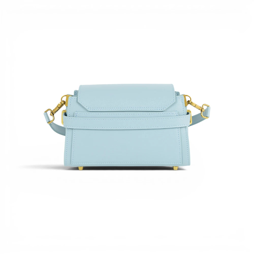 Geanta din piele naturala texturata Baby blue Mini BELLA