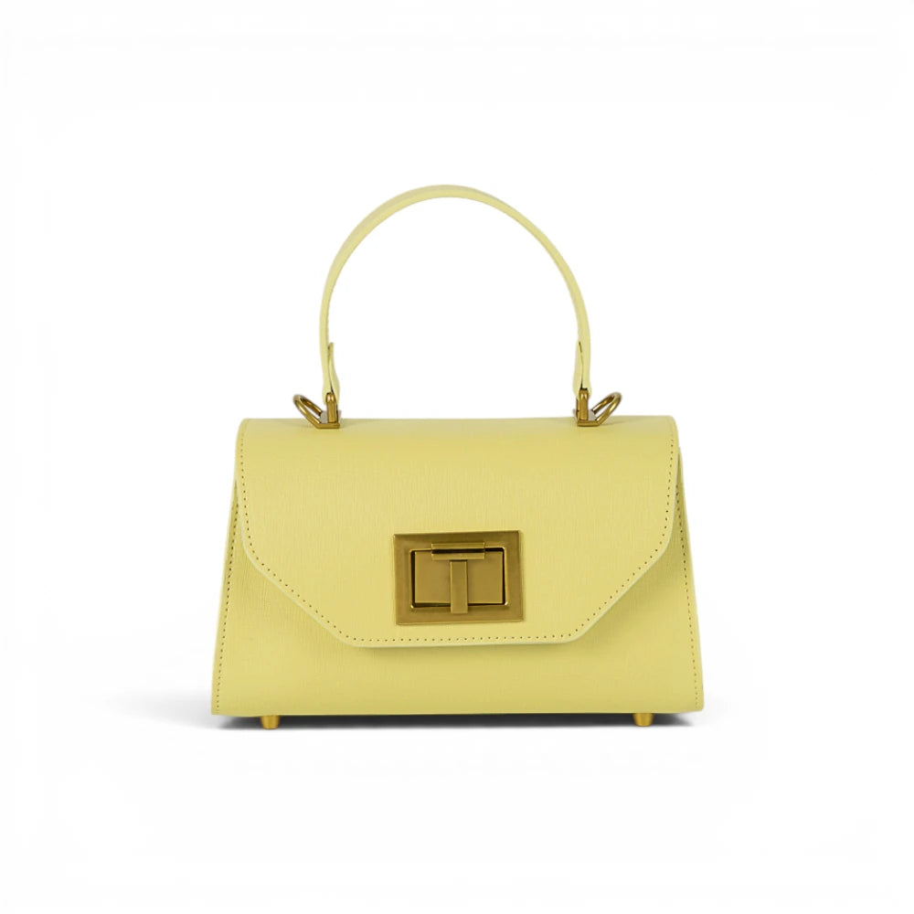 Geanta din piele naturala Saffiano Butter Yellow Mini Grace Imagine principală a produsului