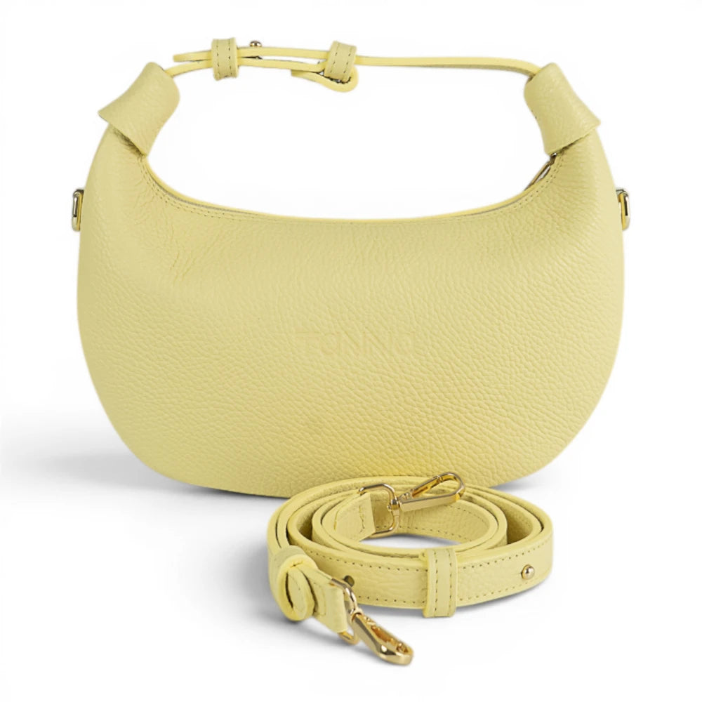 Geanta din piele naturala Vanilla Yellow Mini Moon