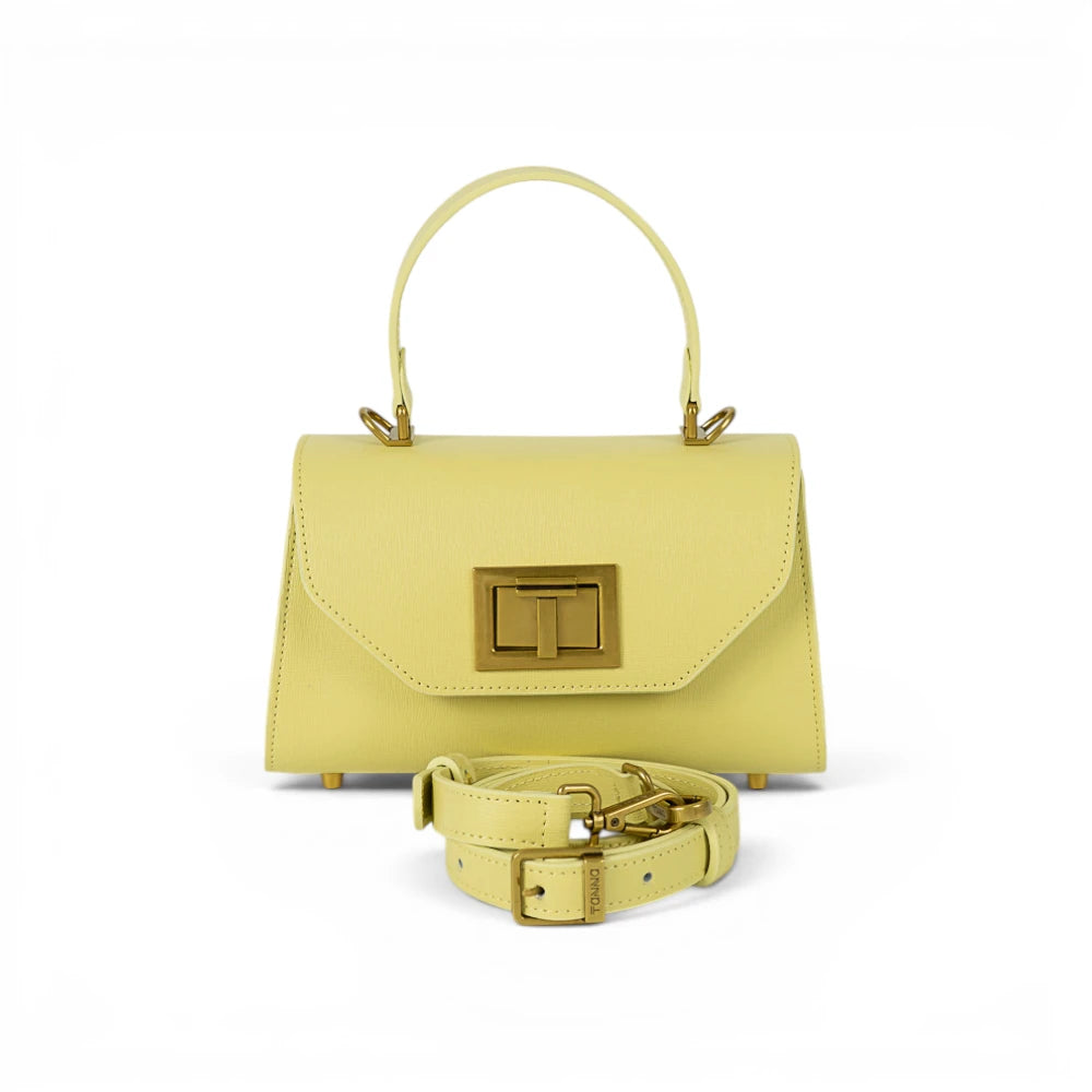 Geanta din piele naturala Saffiano Butter Yellow Mini Grace