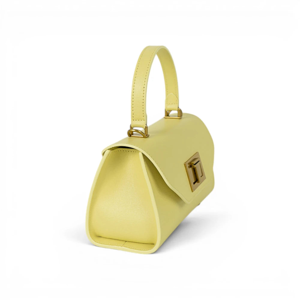 Geanta din piele naturala Saffiano Butter Yellow Mini Grace