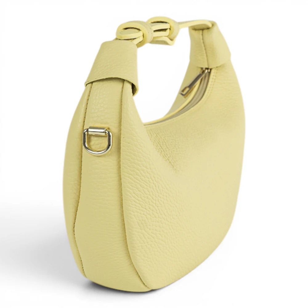 Geanta din piele naturala Vanilla Yellow Mini Moon