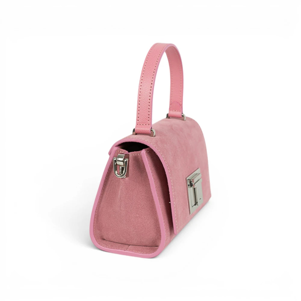 Geanta din piele naturala Suede Candy Pink MICRO POLINE