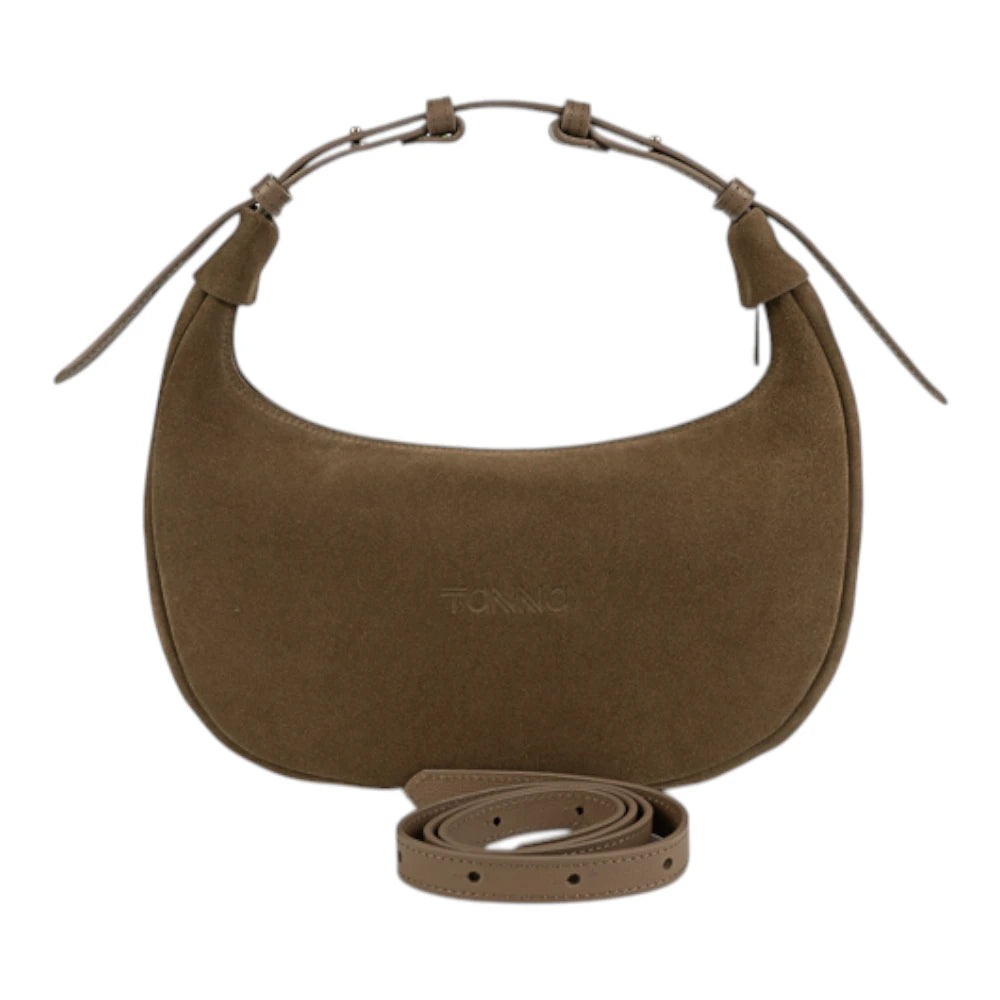 Geanta din piele naturala Suede Caramel Moon Medium Imagine secundară a produsului