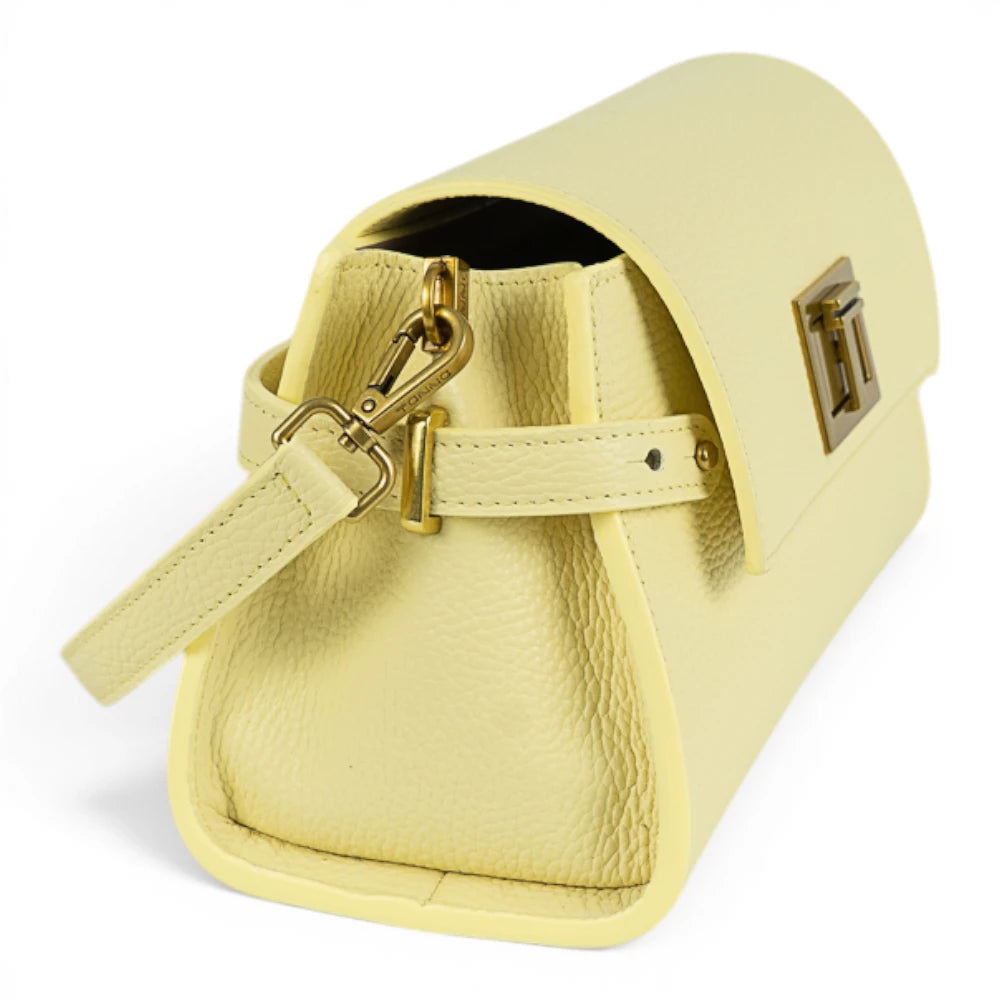 Geanta din piele naturala Vanilla Yellow Bella