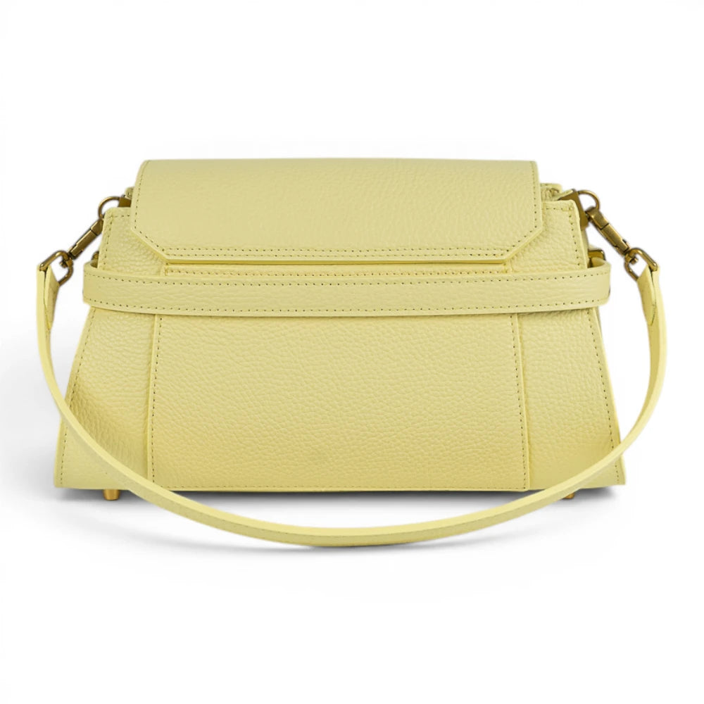 Geanta din piele naturala Vanilla Yellow Bella