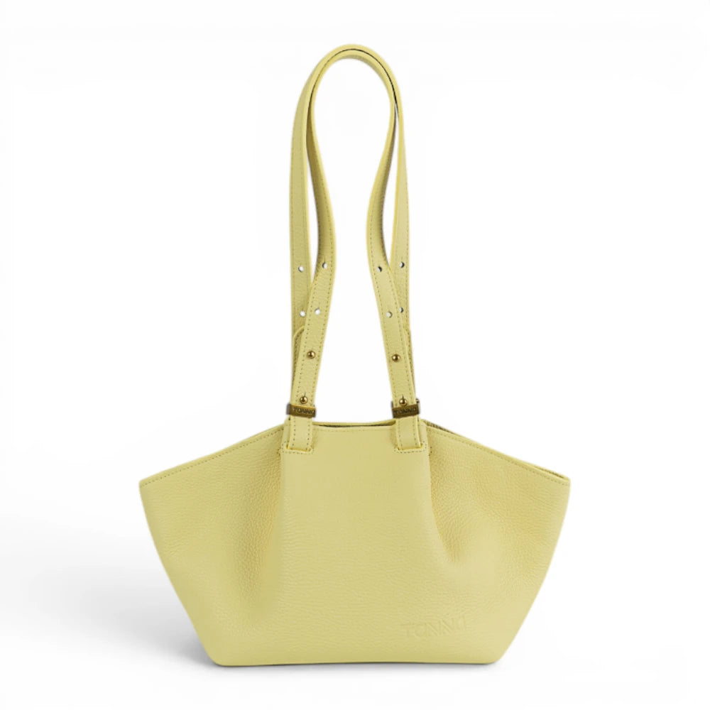 Geanta din piele naturala botalata Vanilla Yellow ESTELLE Mini Imagine principală a produsului