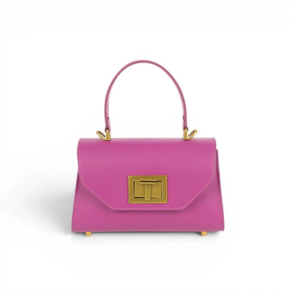 Geanta din piele naturala naturala Magenta Mini Grace Imagine principală a produsului