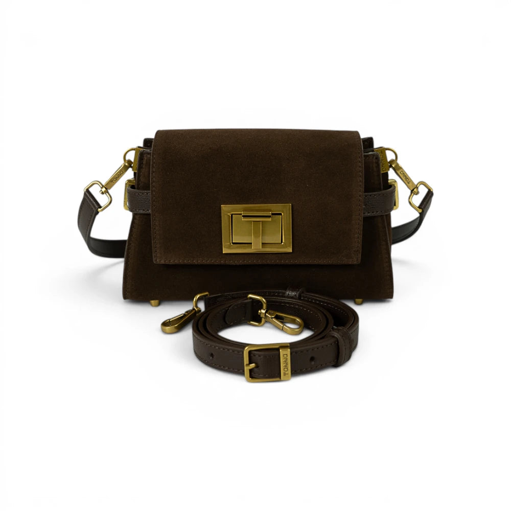 Geanta din piele naturala Suede Chocolate Mini BELLA Imagine secundară a produsului
