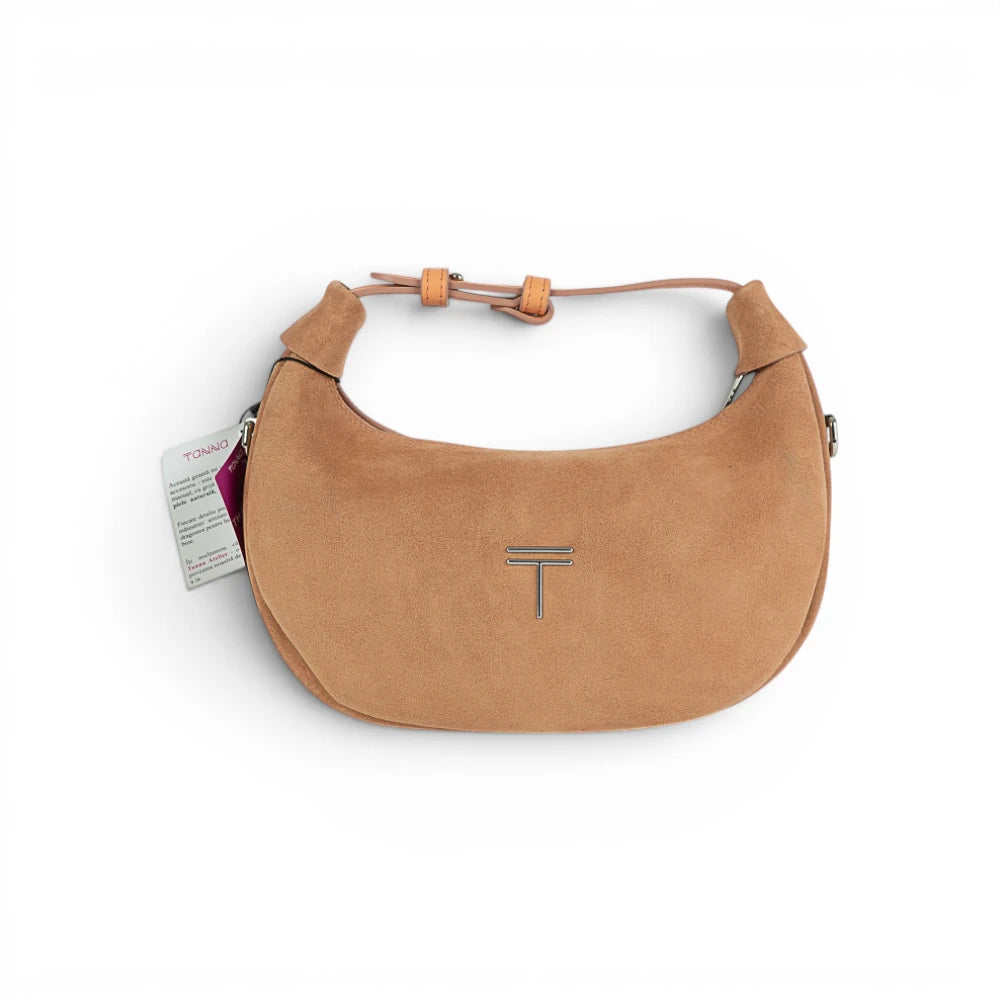Geanta din piele naturala SUEDE somon Mini Moon