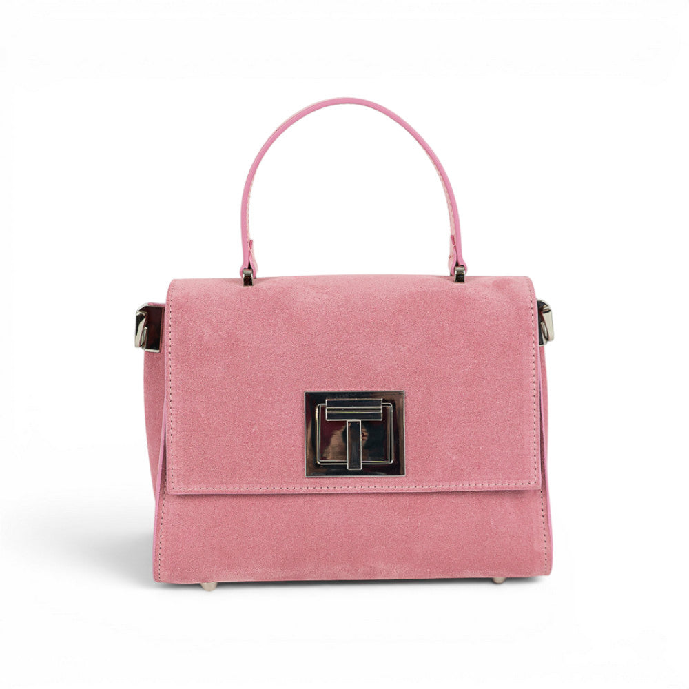 Geanta din piele naturala Suede Candy pink MINI POLINE